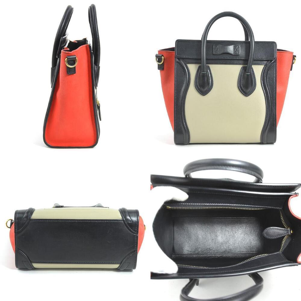 Celine Shopper Luggage Red Gold Black Gray Nubuck Bag Crossbody